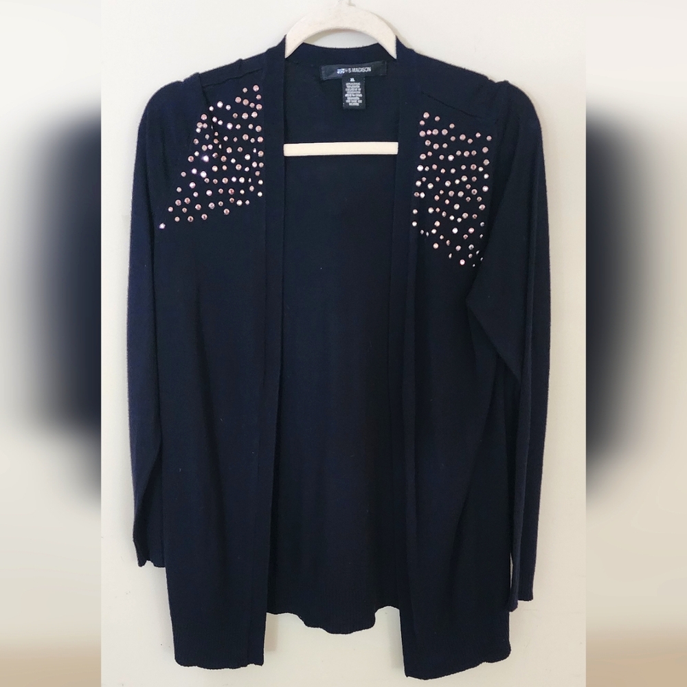 Cardigan with metal shoulder detail